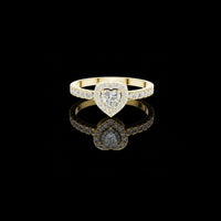 Heart Cut Halo Moissanite Diamond Pavé Ring