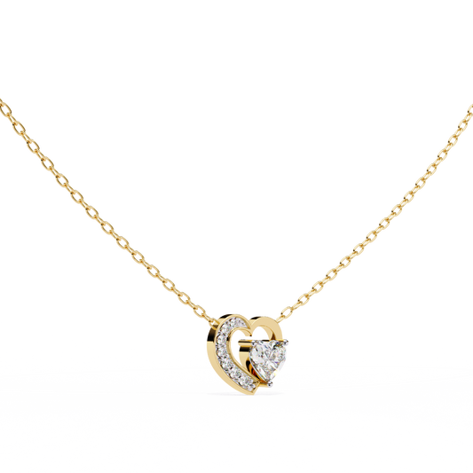 Heart Cut Solitaire Pendant with Open Asymmetrical Moissanite Frame