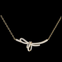Bow Style Pave Moissanite Diamond Knot Necklace