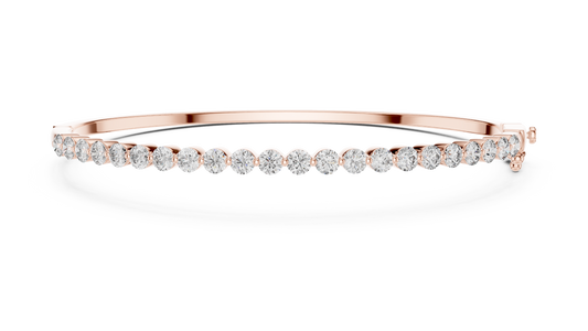 Slim Round Moissanite Diamond Hinged Bangle Bracelet for Women