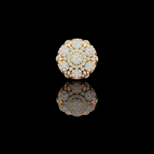 Round Lab Diamond Floral Cocktail Statement Ring