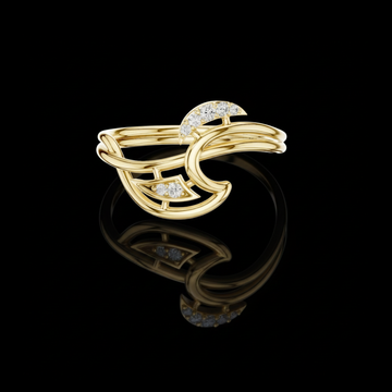 0.05 TCW Abstract Wave Gold Ring with Lab Grown Diamond Accents Artistic Modern Fine Jewelry