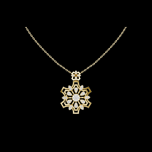 Moissanite Snowflake Floral Pendant Necklace