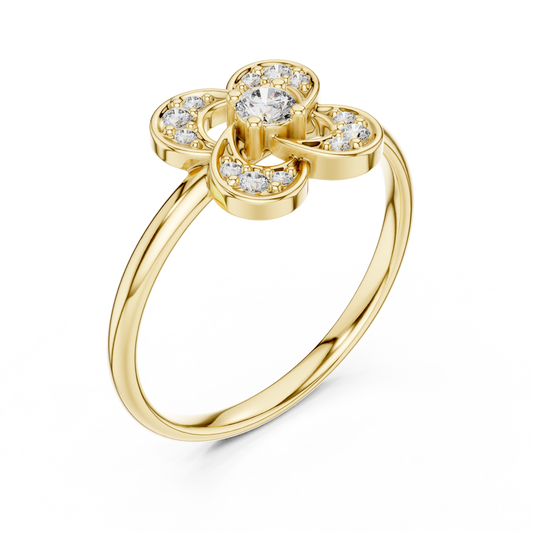Floral Brilliant Round Moissanite Diamond Ring For Women