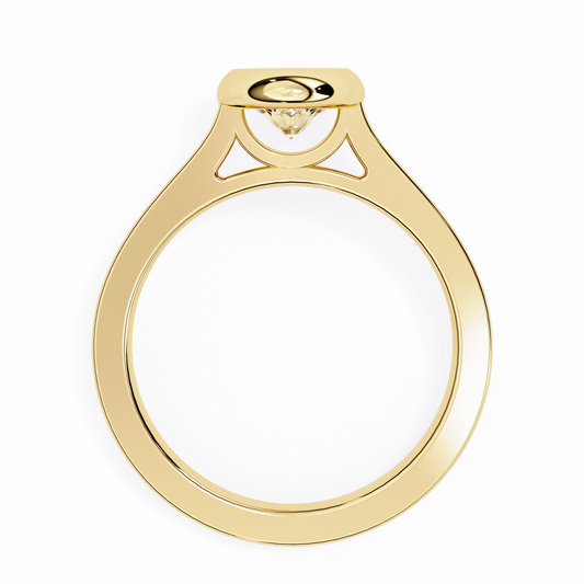 Emerald Cut Halo Moissanite Diamond Ring with Cathedral Setting