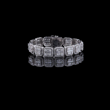 13.65 TCW Luxurious Lab Grown Bracelet Featuring Square Links with Baguette and Round Diamonds
