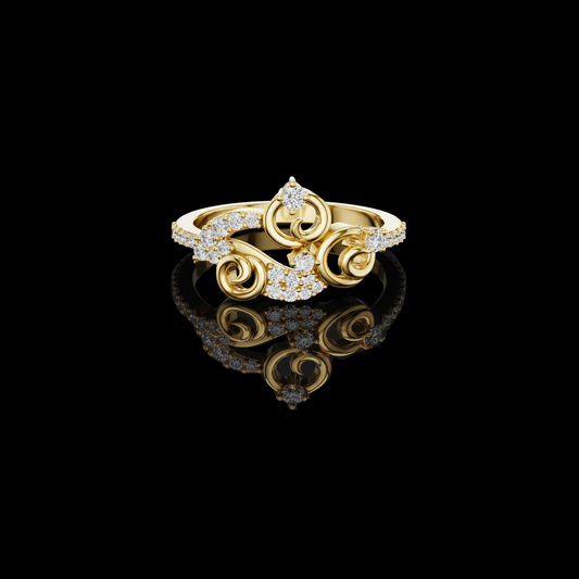0.30 TCW Ornate Moissanite Diamond Swirl Ring in Lustrous A Poetic Expression of Motion
