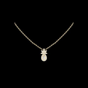 Lotus Motif Statement Charm Featuring Pear Cut Moissanite Solitaire