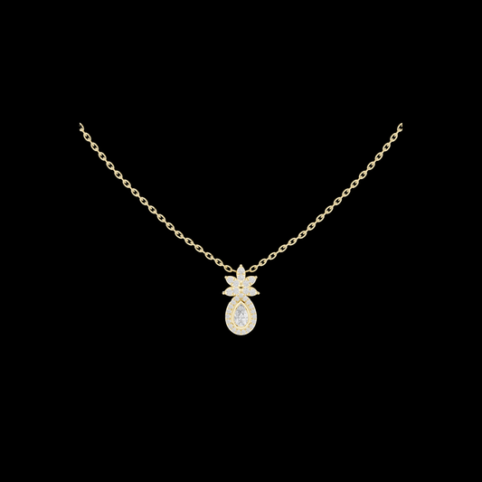 0.17 CT Teardrop Floral Flower Lab Grown Diamond Minimal Luxury Pendant for Women Everyday Jewelry