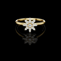 Round Cut Starburst Cluster Moissanite Diamond Cocktail Ring