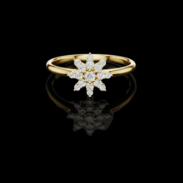 Round Cut Starburst Cluster Moissanite Diamond Cocktail Ring