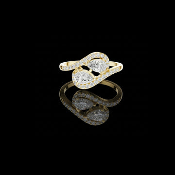 1.40 CT Interlocking Bypass Design Double Round Moissanite Diamond With Pave Halo Accents For Her