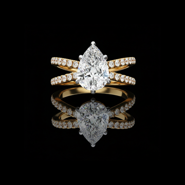 1.81 CT Luminous Pear Cut Elegance Double Band Moissanite Diamond Ring For Gift