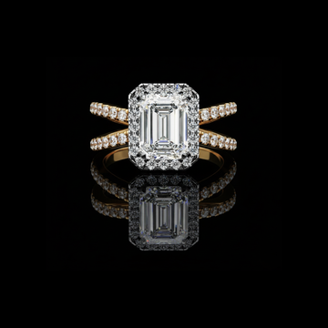 1.67 CT Emerald Cut Halo Moissanite Diamond Ring with Double Pave Band Fine Jewelry For Anniversary