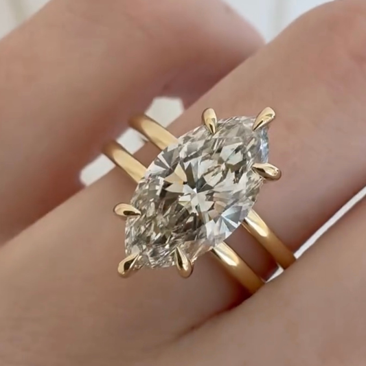 Marquise Lab Grown Diamond Double Band Solitaire Band