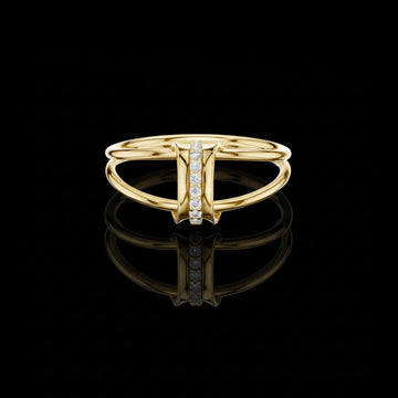 0.055 TCW Double Band Vertical Moissanite Diamond Bar Ring Modern Statement Design by Ivevar Luxury