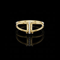 Double Band Pave Bar Moissanite Diamond Statement Ring