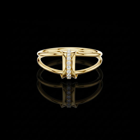 0.055 TCW Double Band Vertical Lab Grown Diamond Bar Ring Modern Statement Design by Ivevar Luxury