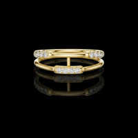 0.14 TCW Double Band Lab Grown Diamond Bar Modern Statement Ring for Women