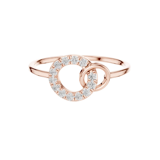 Round Cut Lab Diamond Interlocking Circle Ring for Women