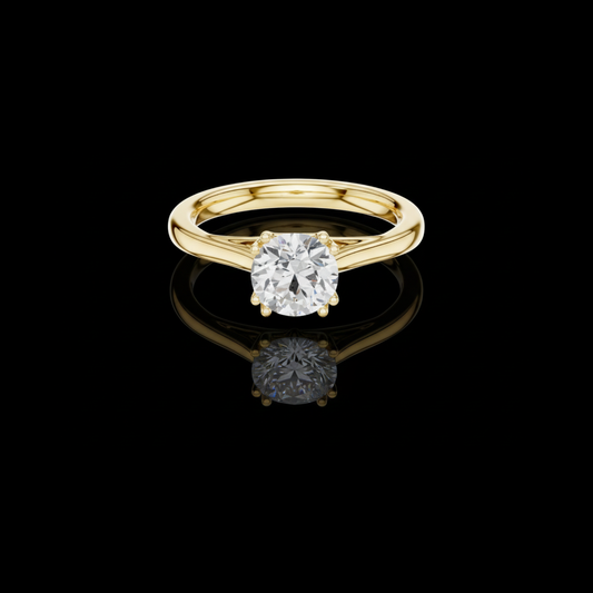 Round Cut Moissanite Diamond Split Shank Solitaire Engagement Rings