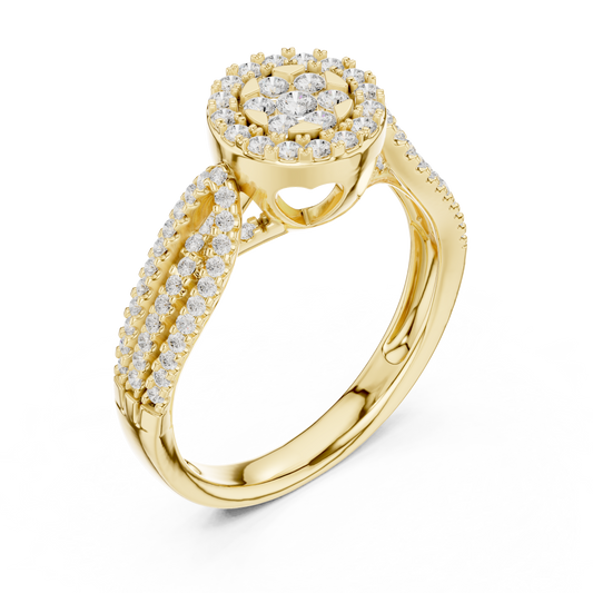 0.60 TCW Luxurious Ring with Double Halo Design and Sparkling Round Cut Lab Grown Diamonds