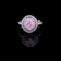 Pink Oval Double Halo Lab Grown Diamond Ring