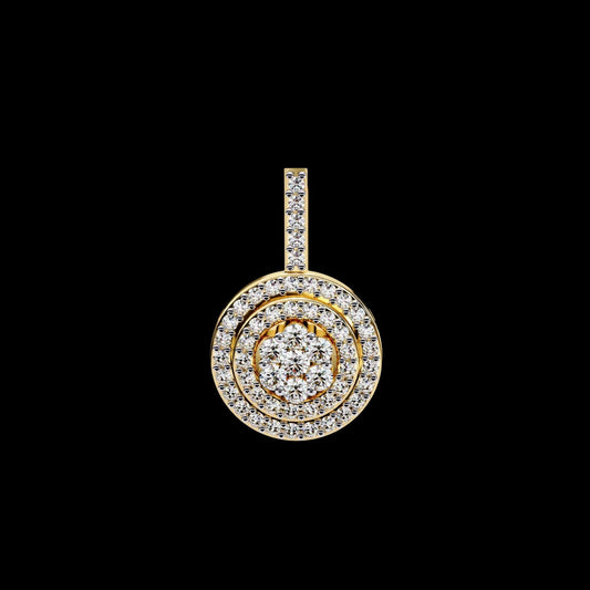 Concentric Circle Silhouette Charm Pendant with Round Lab Grown Diamond