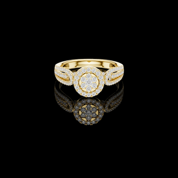 Round Cut Moissanite Diamond Halo Ring with Pave Band