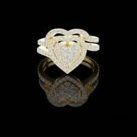 Round Cut Moissanite Multi Row Pave Halo Diamond Ring