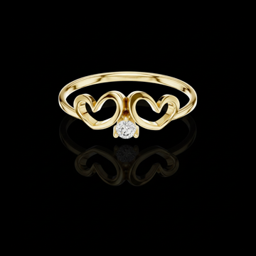 0.05 TCW Double Heart Embrace Solitaire Moissanite Diamond Ring Dainty Love Symbol Jewelry for Women
