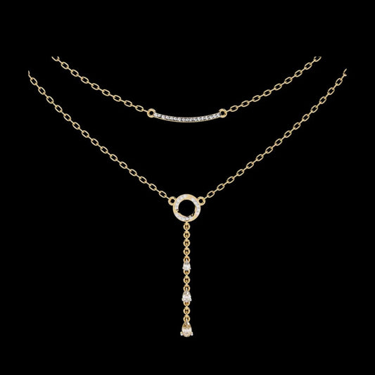 Double Layered Circle Drop Moissanite Diamond Necklace