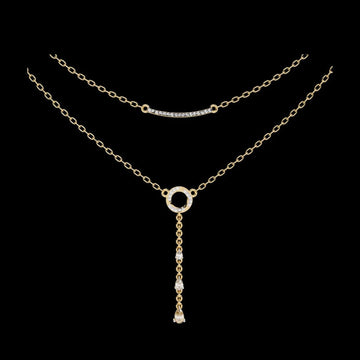 Double Layered Circle Drop Moissanite Diamond Necklace