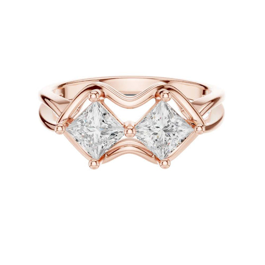Toi Et Moi Princess Cut Lab Diamond Split Band Engagement Ring