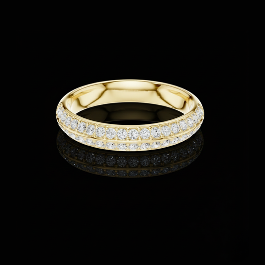 Round Lab Grown Diamond Pave Wedding Band