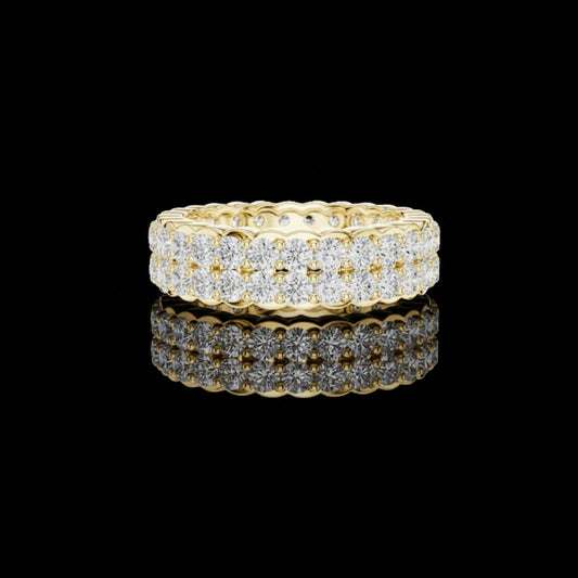 Double Row Round Cut Lab Grown Diamond Eternity Band Ring