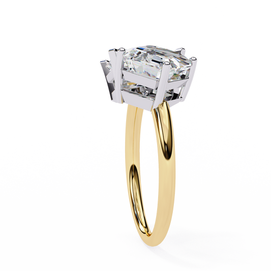 Radiant and Asscher Cut Moissanite Diamond Toi et Moi Engagement Ring