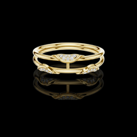 0.073 TCW Elegant Double Layer Gold Ring with Sparkling Curved Moissanite Diamond Details Contemporary Luxury Design