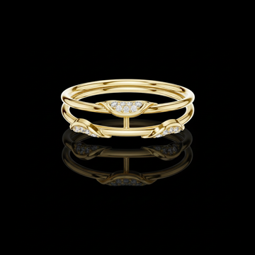 0.073 TCW Elegant Double Layer Gold Ring with Sparkling Curved Lab Grown Diamond Details Contemporary Luxury Design
