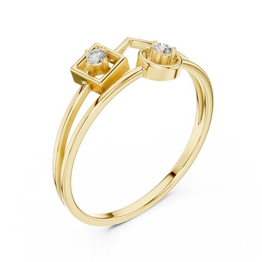Geometric Open Bypass Round Moissanite Diamond Ring