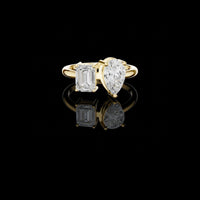 Emerald and Pear Cut Toi Et Moi Lab Grown Diamond Majestic Ring