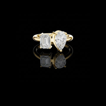 Emerald and Pear Cut Toi Et Moi Lab Grown Diamond Majestic Ring