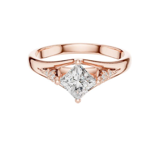 Princess Cut Moissanite Diamond Halo Engagement Ring
