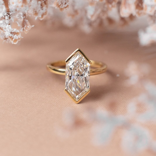 Lab Grown Antique Half Bezel Set Solitaire Diamond Ring