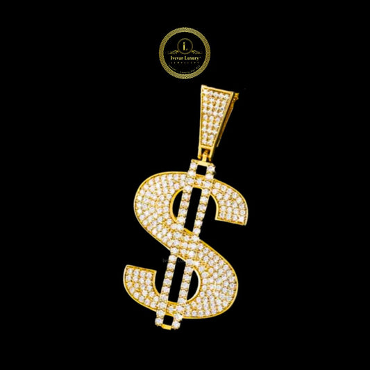 Iced Out Simulated Lab Diamond Money Dollar Sign Hip-Hop Pendant