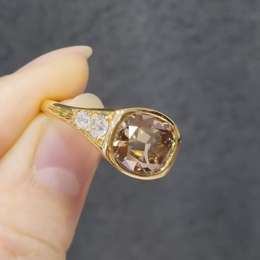 East West Oval Champagne Lab Grown Diamond Ring
