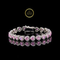 Pink Heart Cut Lab Grown Diamond Halo Tennis Bracelet