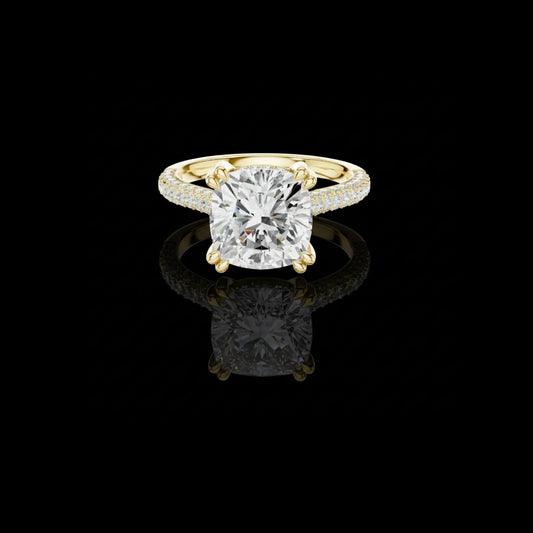 3.68 CT Luminous Lab Grown Cushion Cut Diamond Ring For Luxurious Life