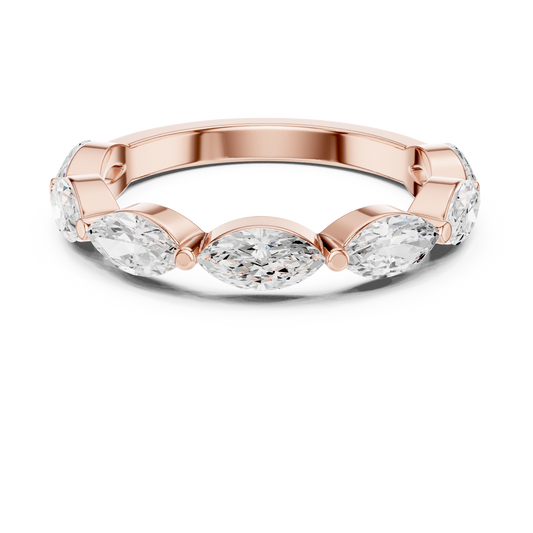 Marquise Cut Lab Grown Diamond Curved Wedding Band Ring