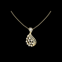 Leaf Swirl Pendant Necklace with Marquise Moissanite